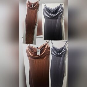 2 Elegant Rose gold and Lavender Satin Dresses